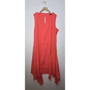 For Cynthia Dress Size 1X Linen Blend Sleeveless Hankerchief Hem